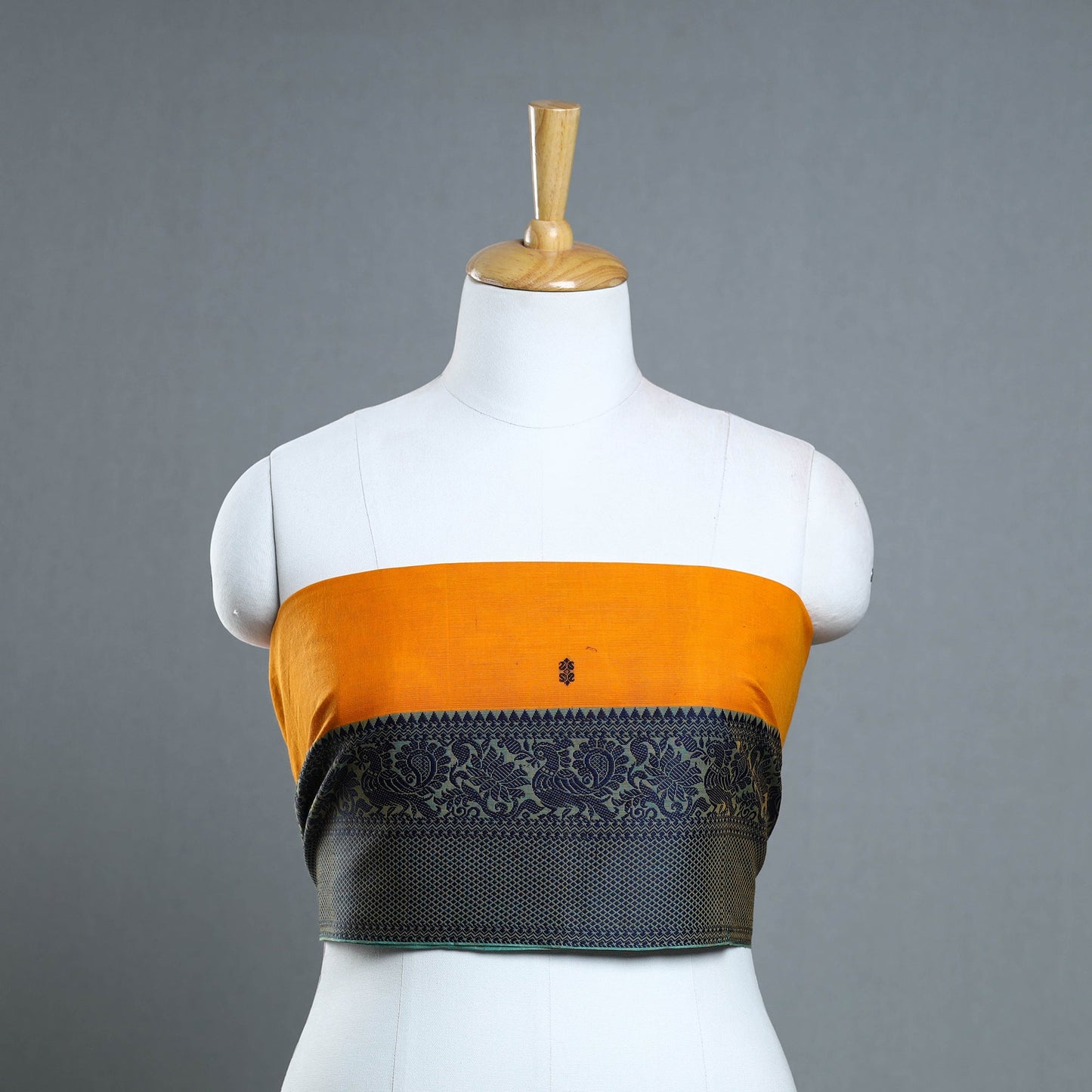 Orange - kanchipuram cotton blouse piece 55 - handcrafted