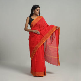 Orange - kanchipuram cotton saree with thread border 04