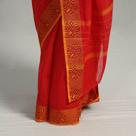 Orange - kanchipuram cotton saree with thread border 04