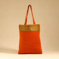 Orange - kanchipuram cotton tote bag 01 - handcrafted
