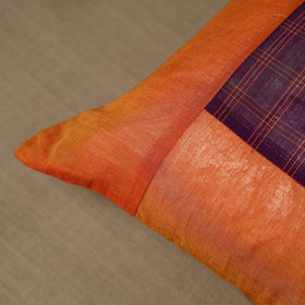 Orange - Kanchipuram Patchwork Cotton Cushion Cover 15