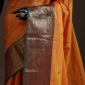 Orange - kandangi buti chettinad cotton saree with border
