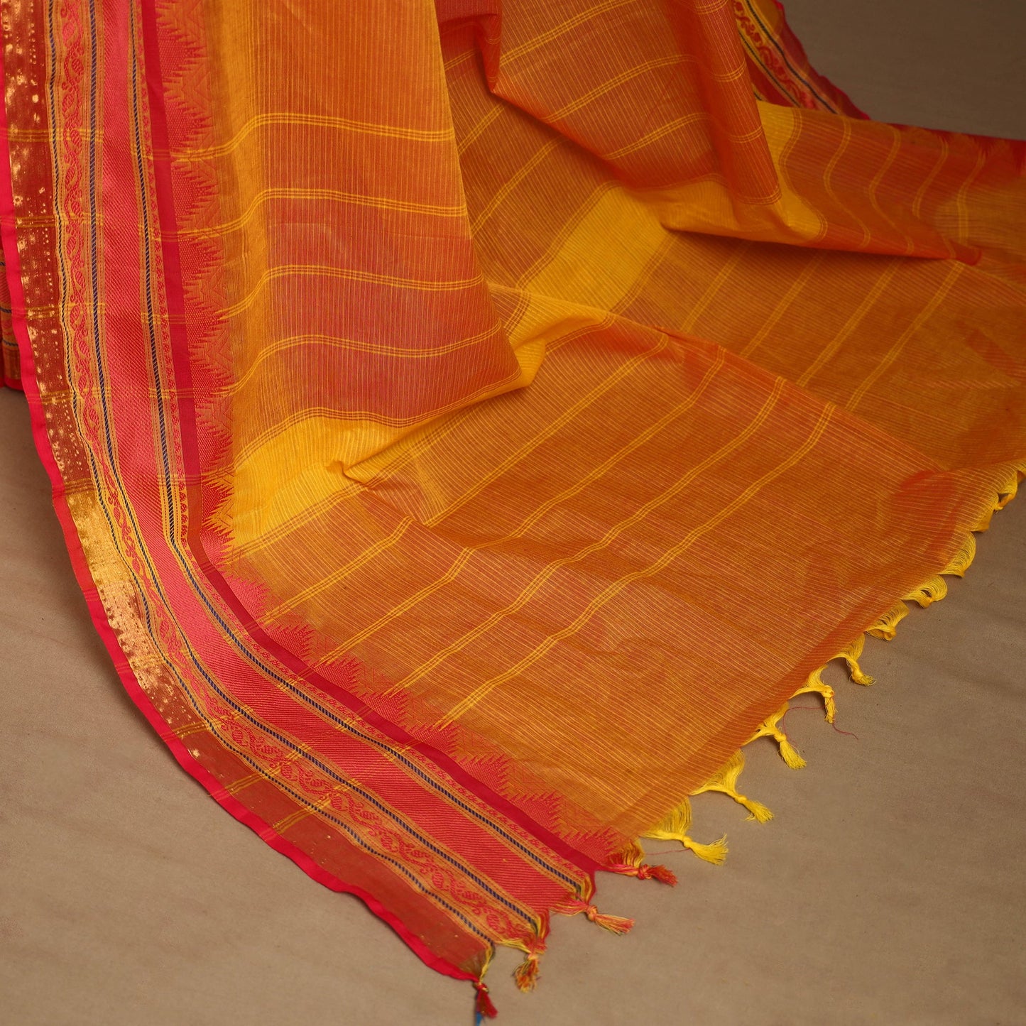 Orange - kandangi chettinad cotton saree with border 40