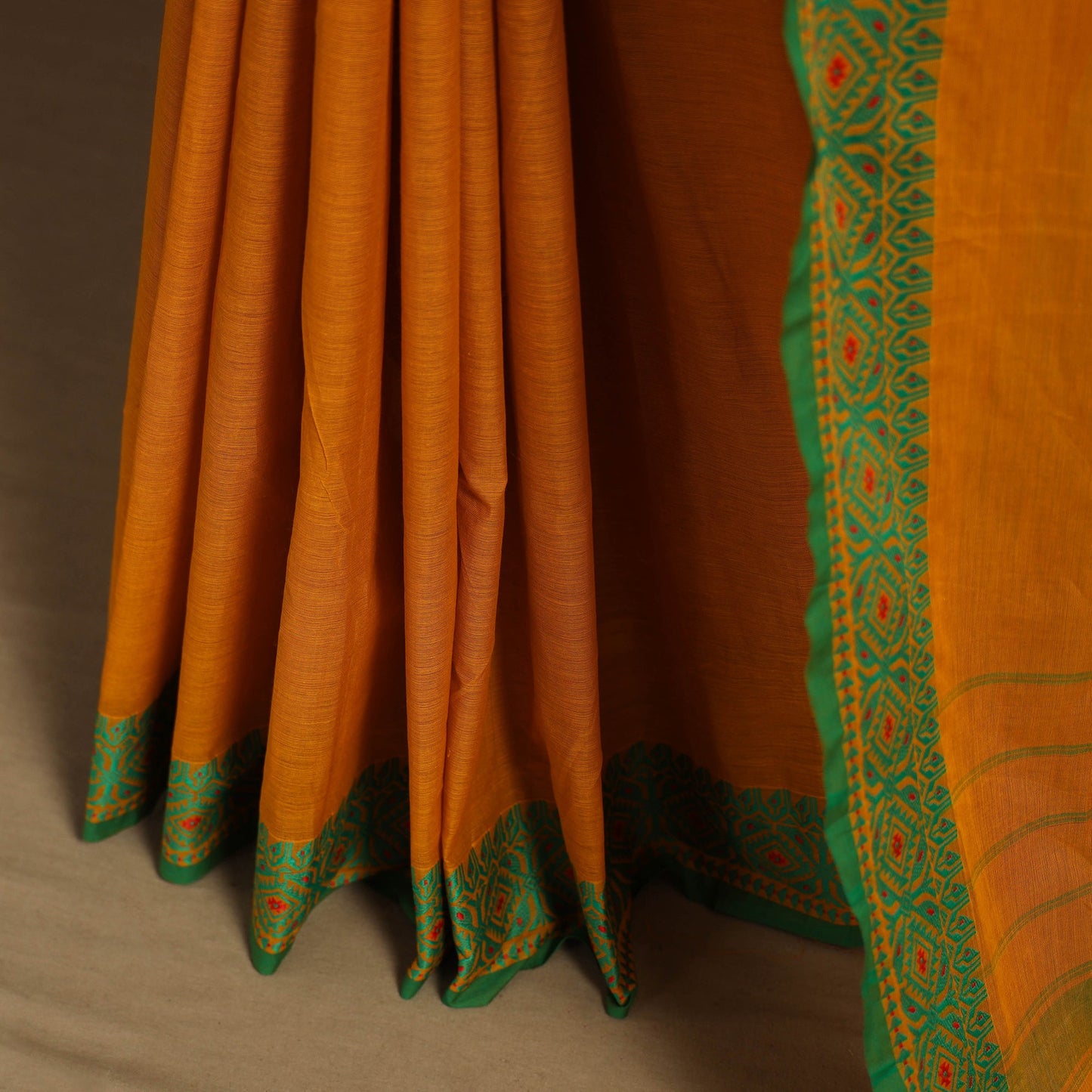 Orange - kandangi chettinad cotton saree with border 42