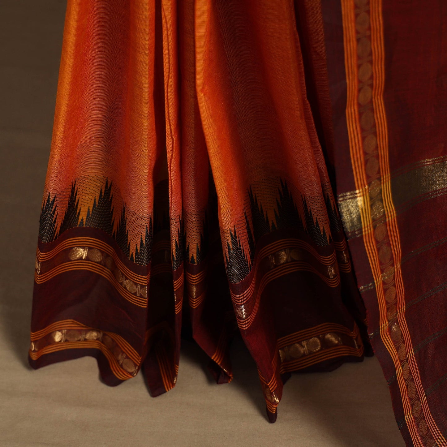 Orange - kandangi chettinad cotton saree with border 64