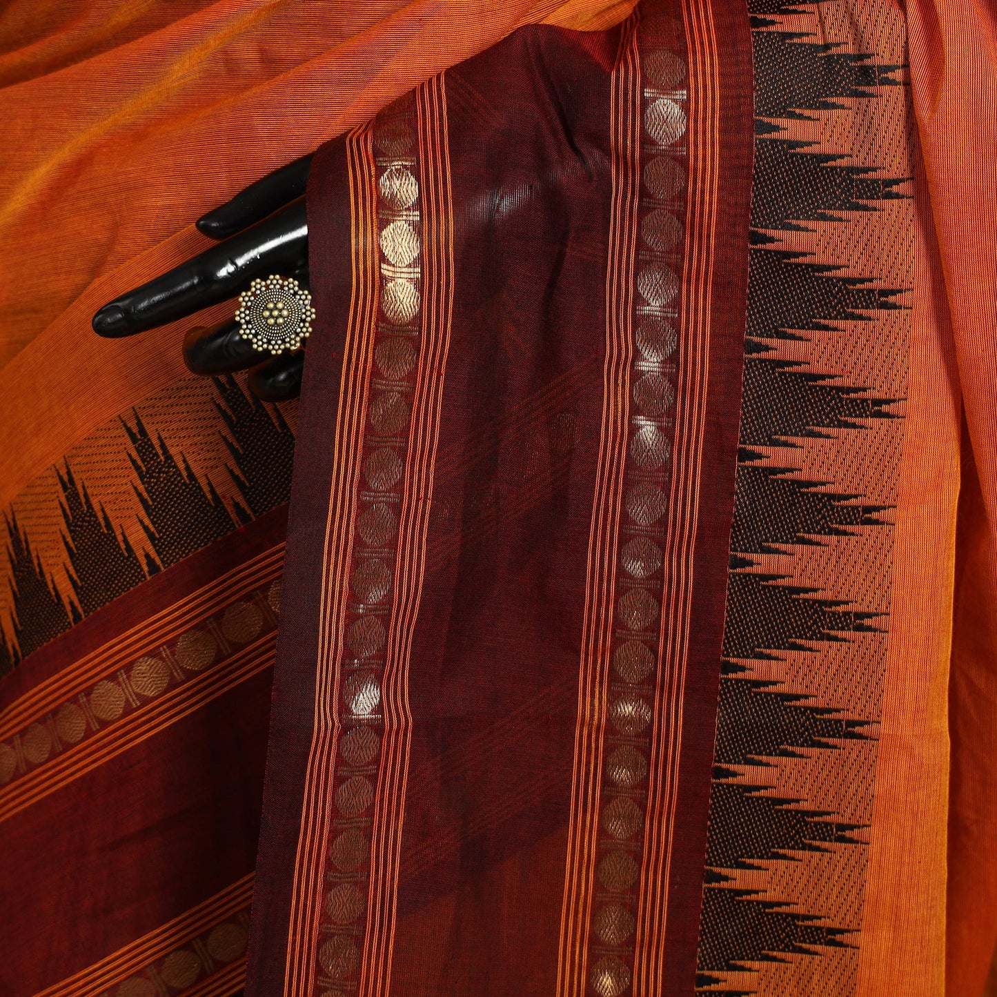 Orange - kandangi chettinad cotton saree with border 64