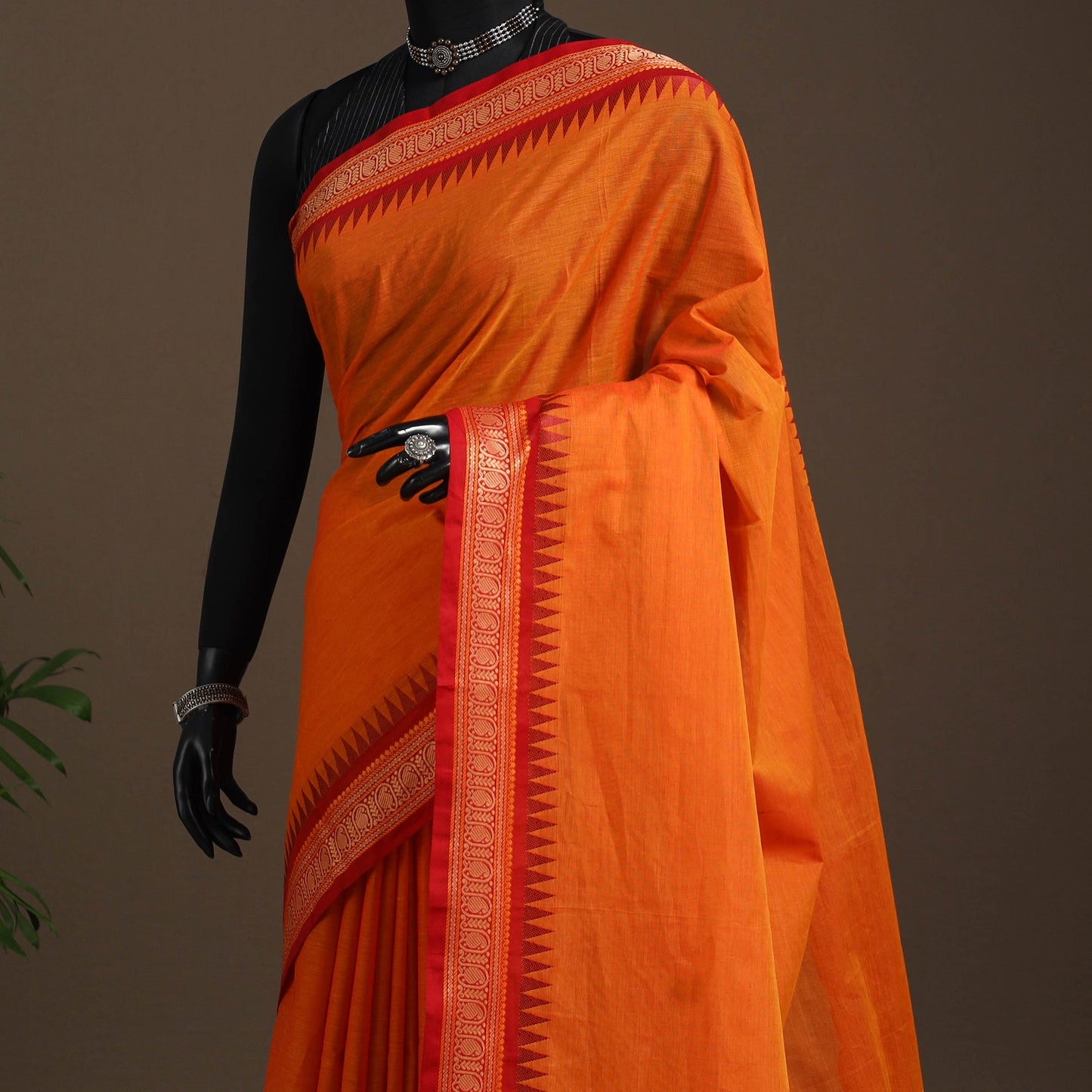 Orange - kandangi chettinad cotton saree with border 83