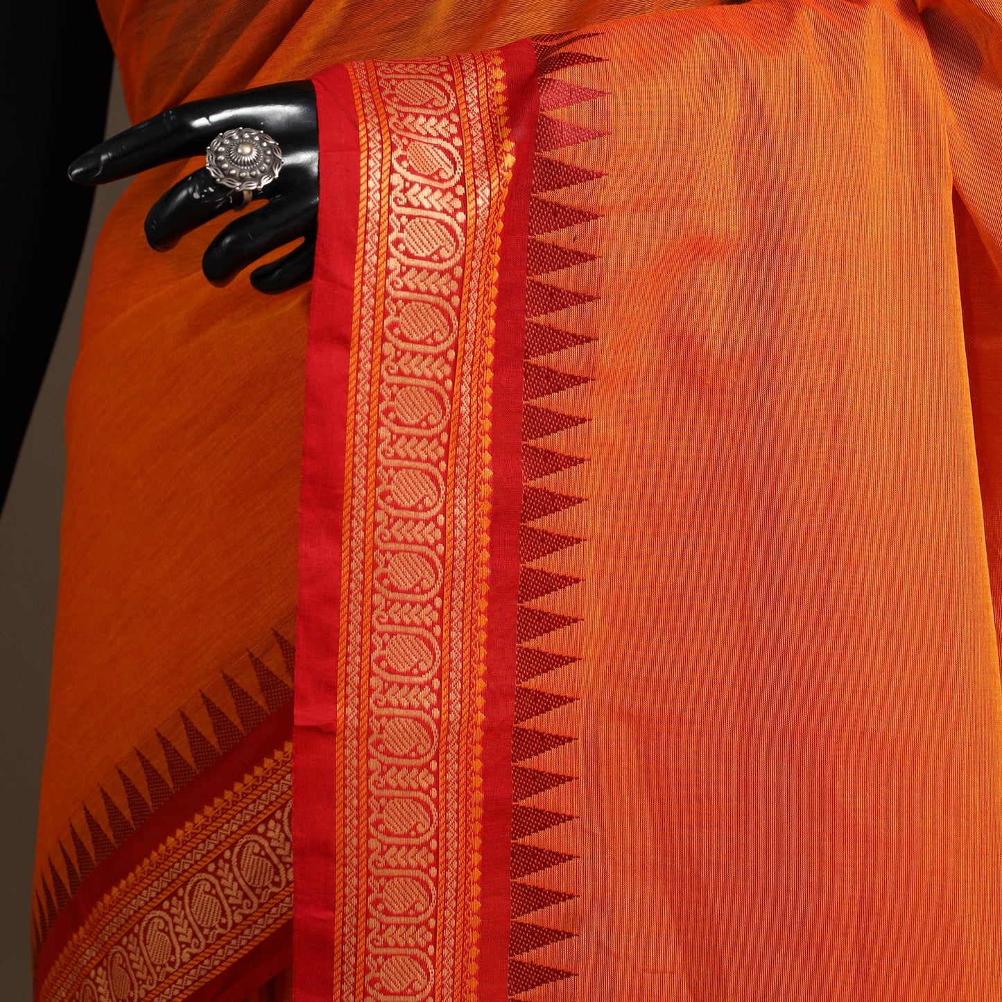 Orange - kandangi chettinad cotton saree with border 83