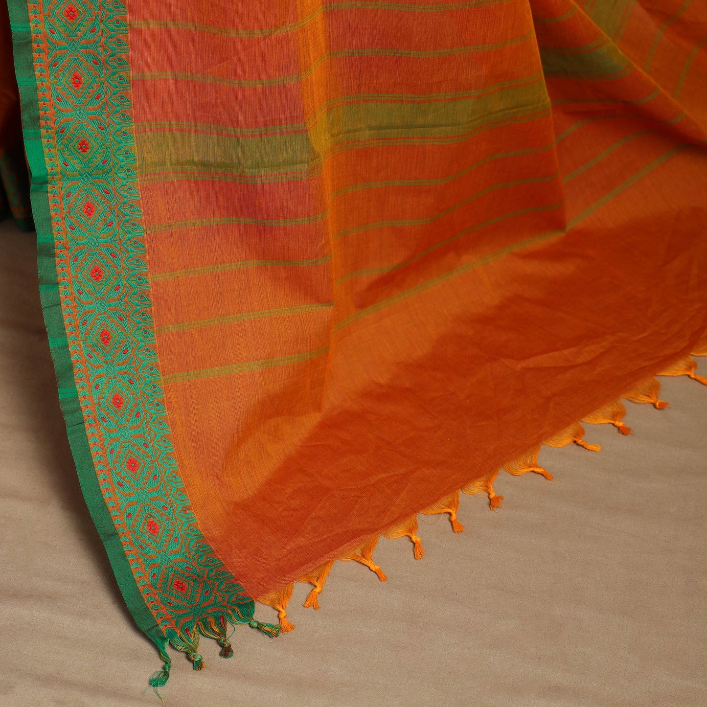 Orange - kandangi chettinad cotton saree with border 88