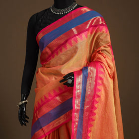 Orange Kandangi Chettinad Cotton Saree with Border