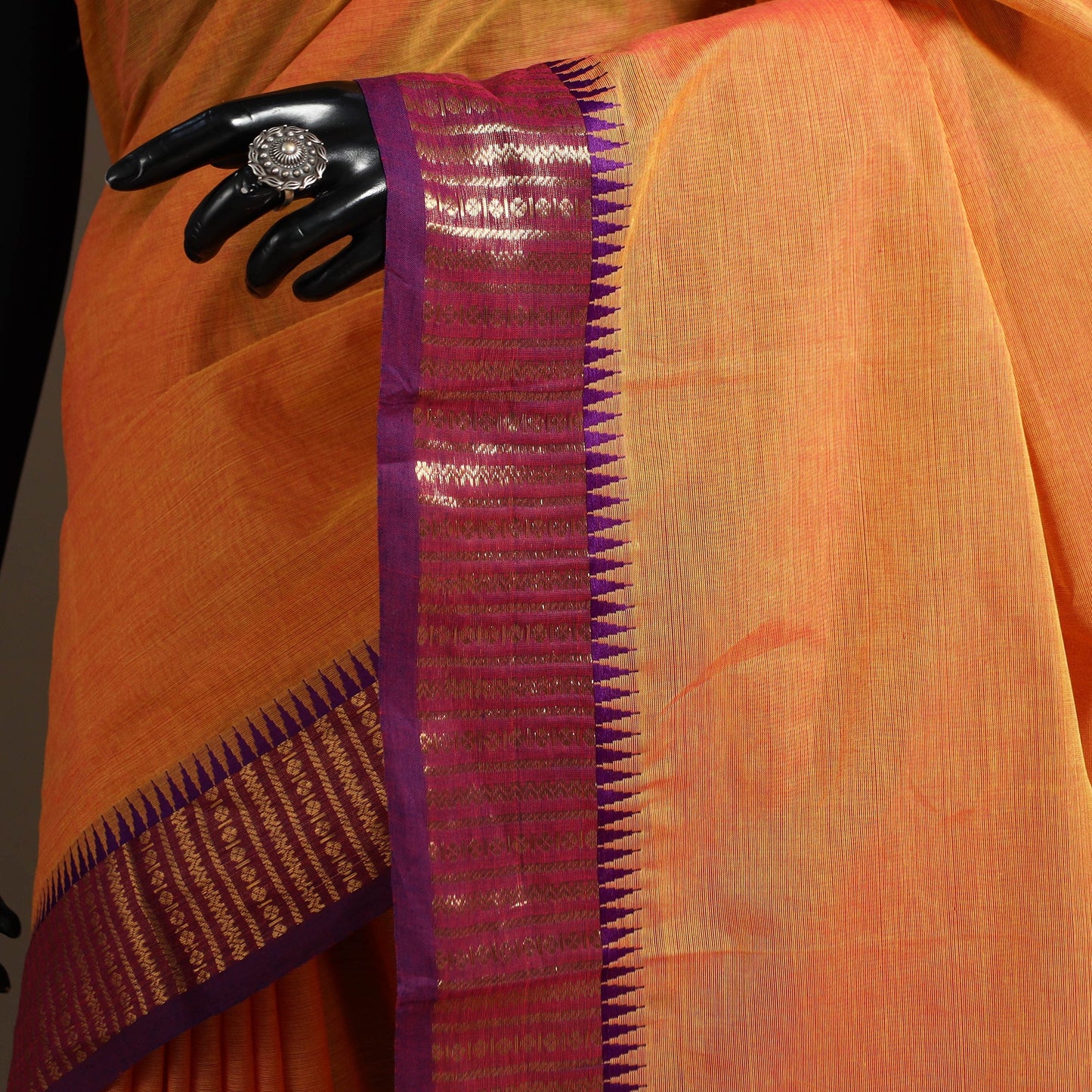 Orange - kandangi chettinad cotton saree with border 98