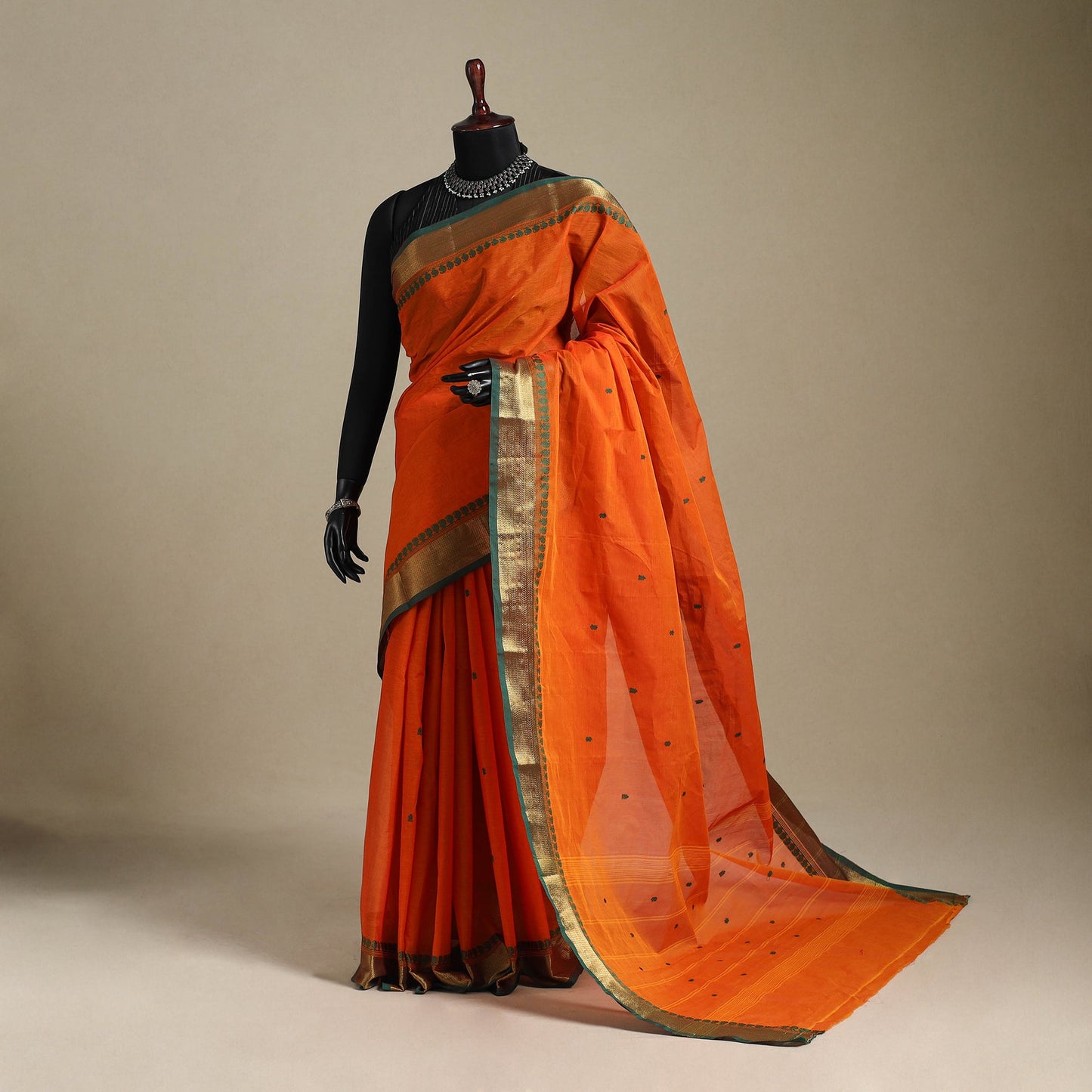 Orange - kandangi thread buti chettinad cotton saree