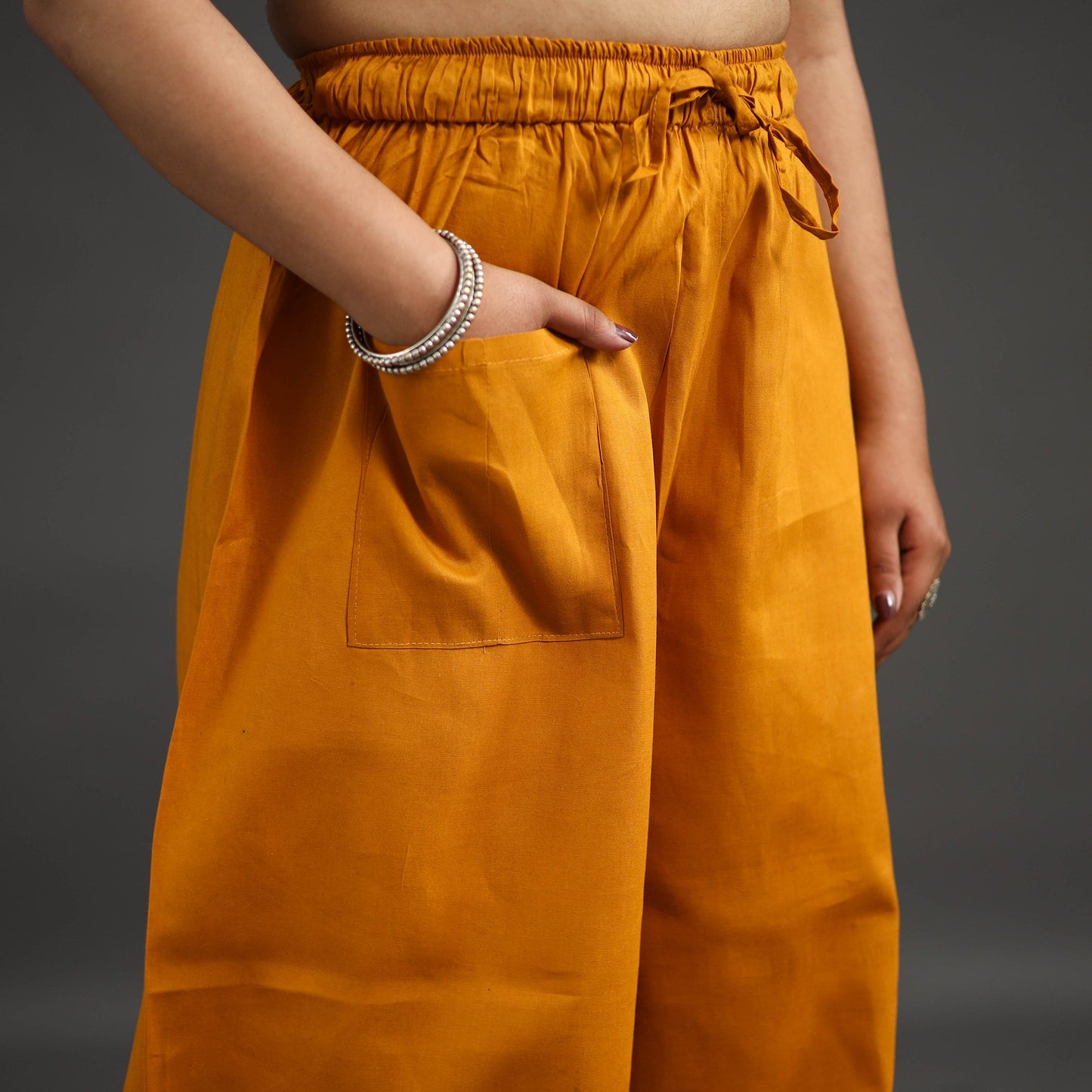 Orange - kantha hand embroidery palazzo in cotton 33