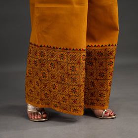 Orange - kantha hand embroidery palazzo in cotton 33