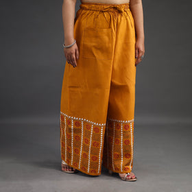 Buy Orange Kantha Hand Embroidery Palazzo in Cotton