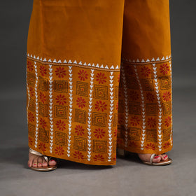 Buy Orange Kantha Hand Embroidery Palazzo in Cotton