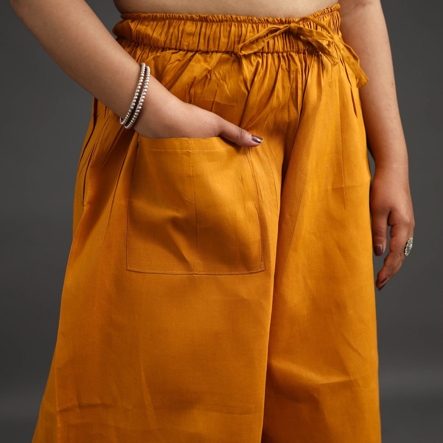 Buy Orange Kantha Hand Embroidery Palazzo in Cotton