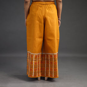 Buy Orange Kantha Hand Embroidery Palazzo in Cotton