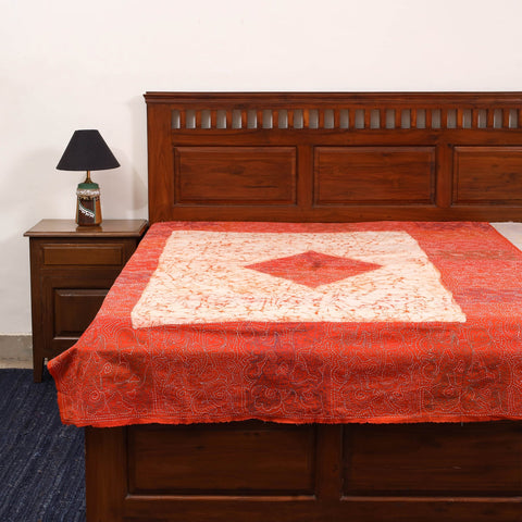 Kantha handwork cotton single hand batik bed sheet 01