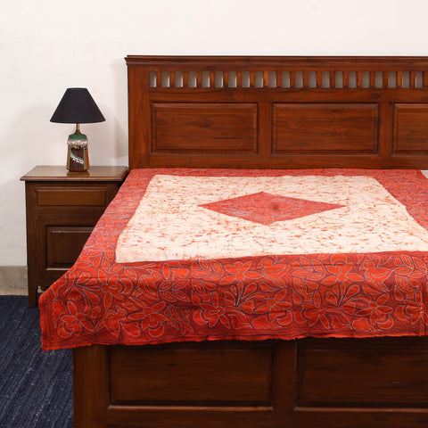 Kantha handwork cotton single hand batik bed sheet 03
