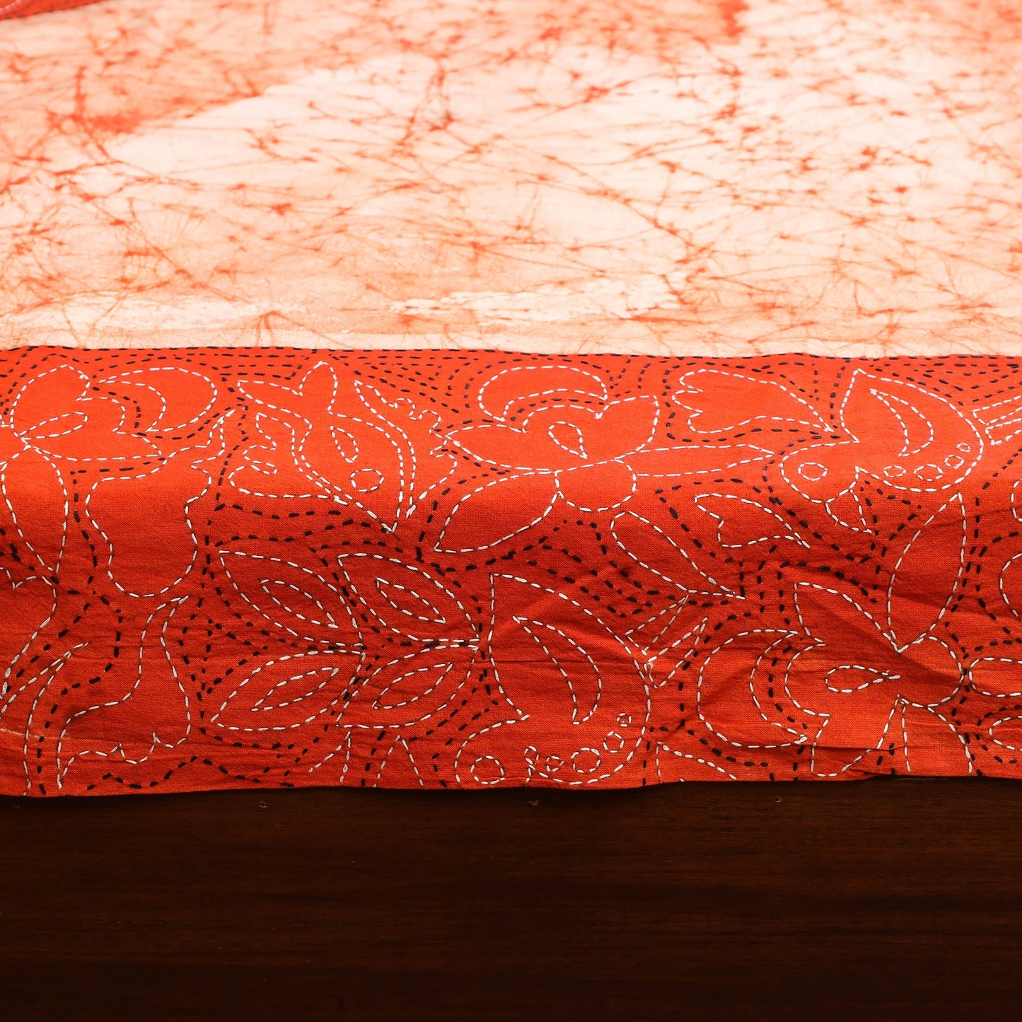 Kantha handwork cotton single hand batik bed sheet 04