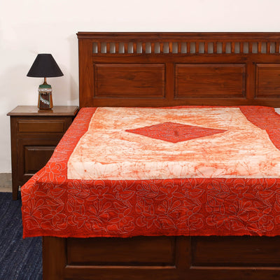 Kantha handwork cotton single hand batik bed sheet 04