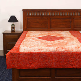 Kantha handwork cotton single hand batik bed sheet 04