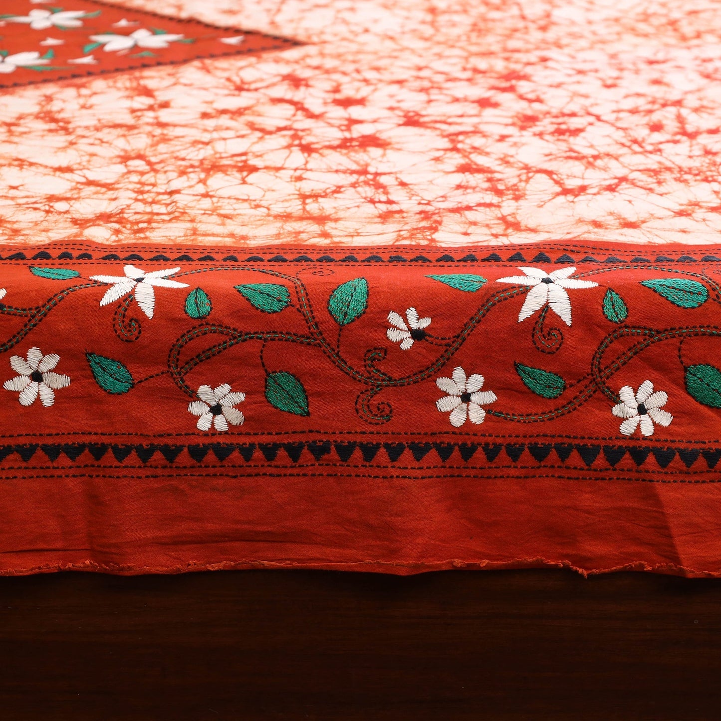Kantha handwork cotton single hand batik bed sheet 05