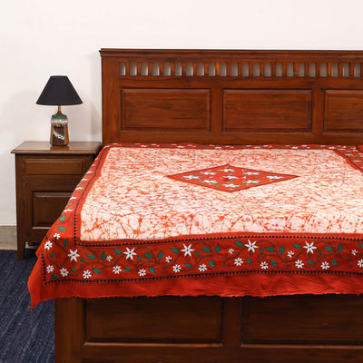 Kantha handwork cotton single hand batik bed sheet 05