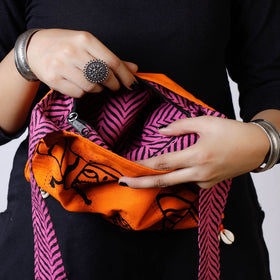  Kantha Work Block Print Cotton Sling Bag 