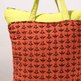  Kantha Work Block Print Cotton Shopping Bag Online at iTokri.com