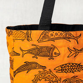  Kantha Work Block Print Cotton Shoulder Bag 