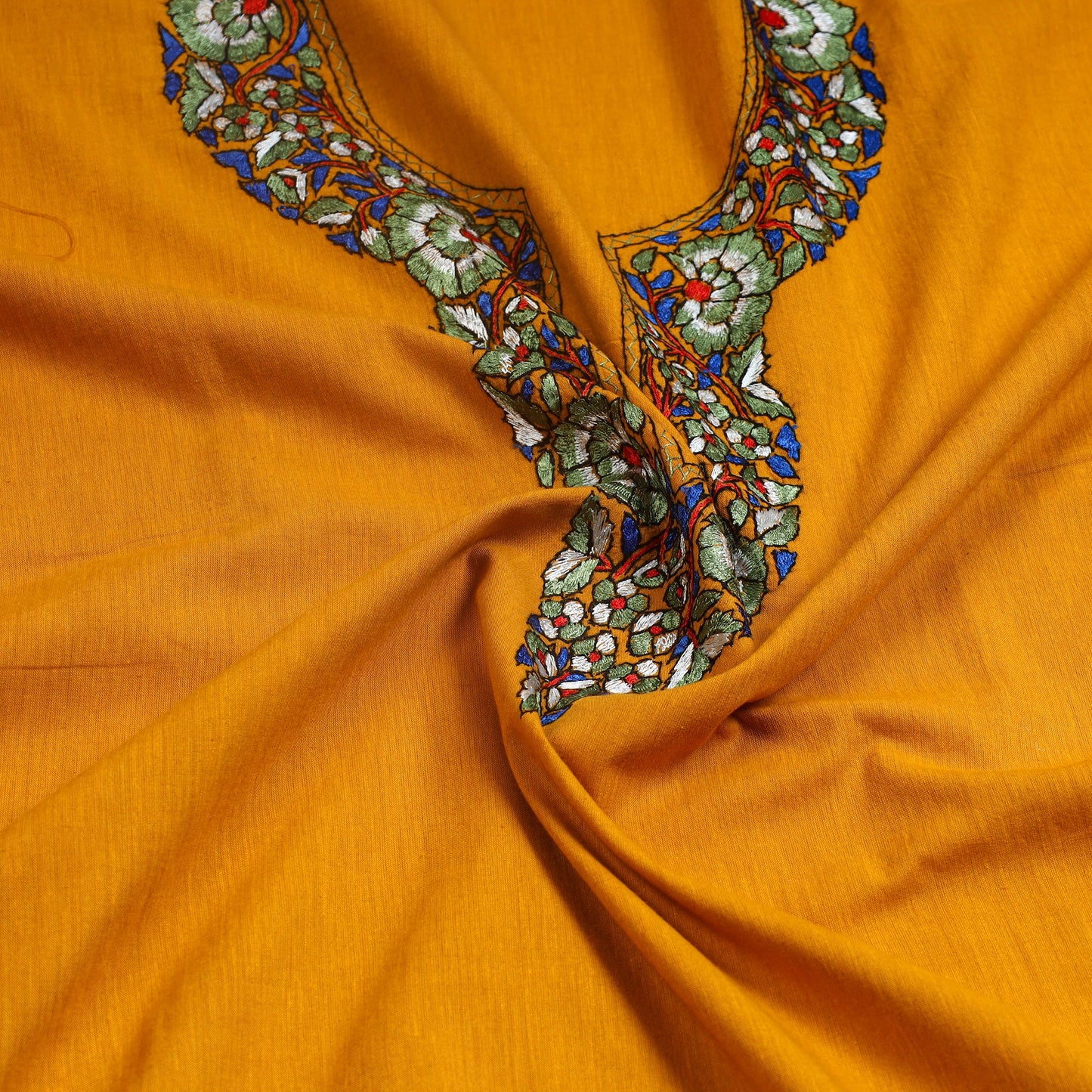 Orange - kashida hand embroidery cotton unstitched kurta