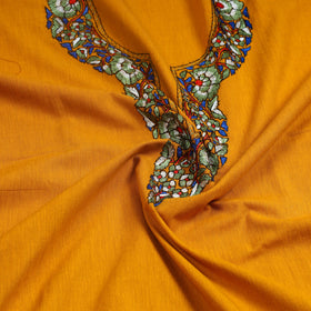 Orange - kashida hand embroidery cotton unstitched kurta
