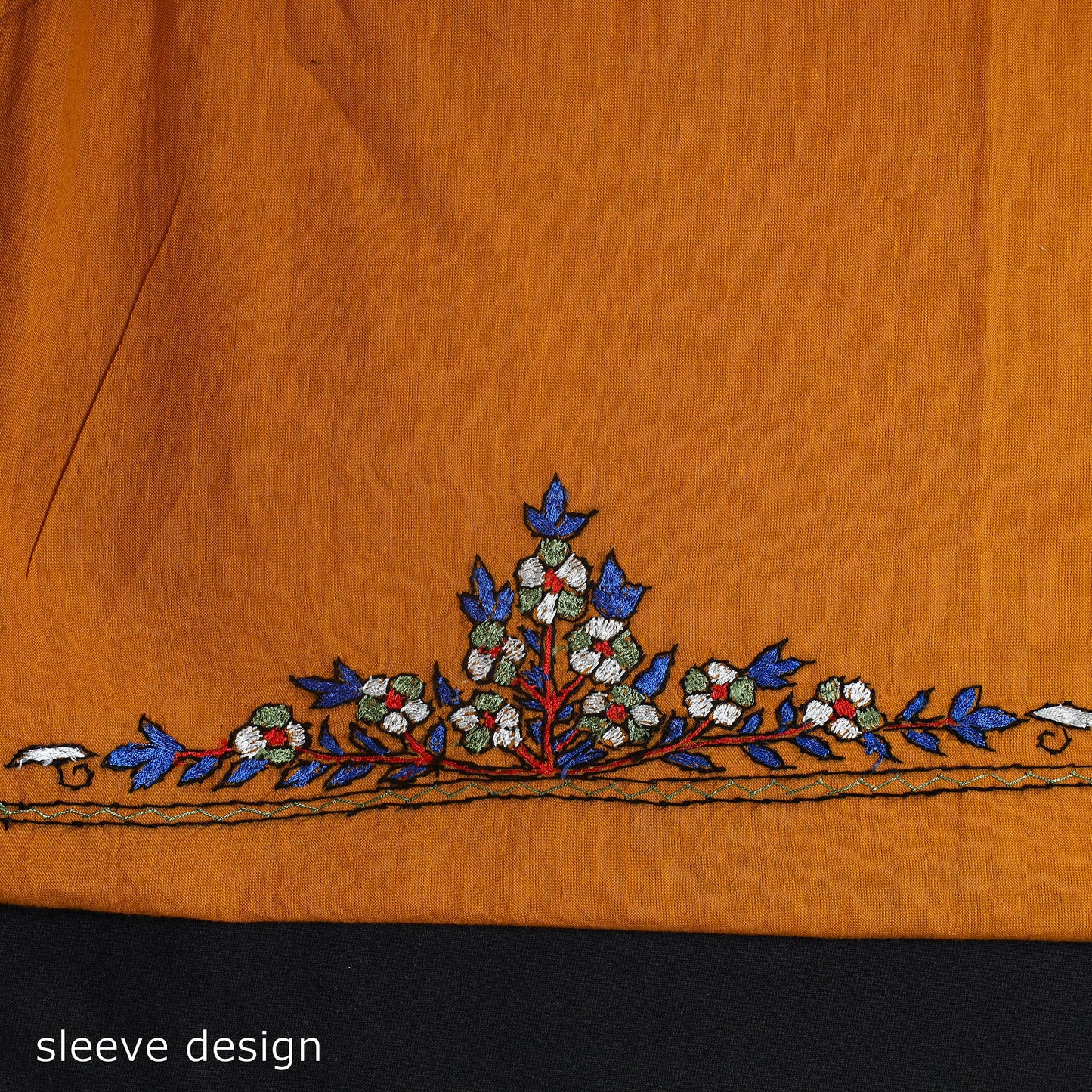 Orange - kashida hand embroidery cotton unstitched kurta