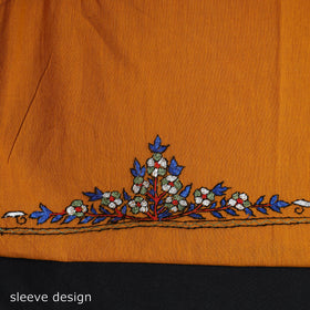 Orange - kashida hand embroidery cotton unstitched kurta