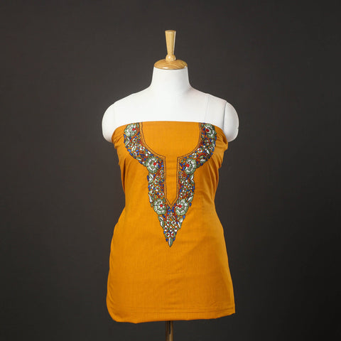 Orange - kashida hand embroidery cotton unstitched kurta