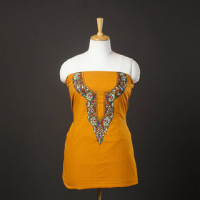 Orange - kashida hand embroidery cotton unstitched kurta