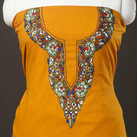 Orange - kashida hand embroidery cotton unstitched kurta