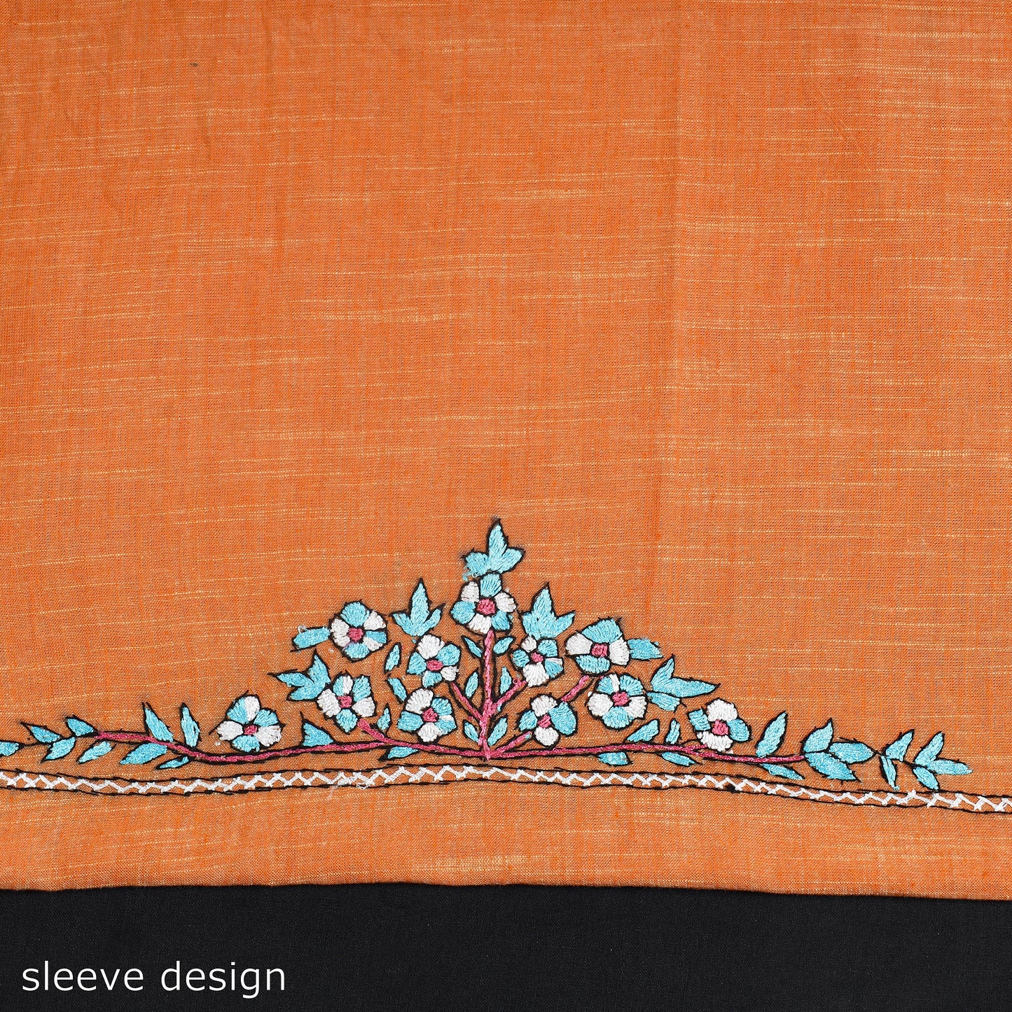 Orange - kashida hand embroidery cotton unstitched kurta