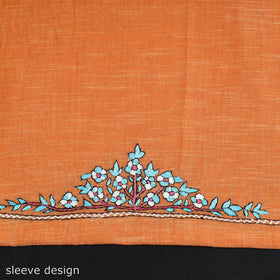 Orange - kashida hand embroidery cotton unstitched kurta