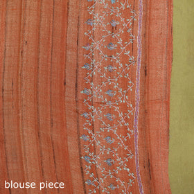 Orange - kashidakari hand embroidery ghicha tussar silk