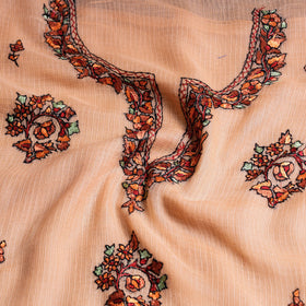  Handloom Kota Doria Kashidakari Hand Embroidery Kurta Material - 2.6 M 