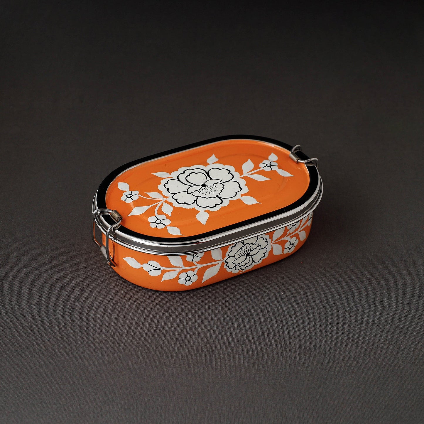 Orange - kashmir enamelware floral handpainted stainless