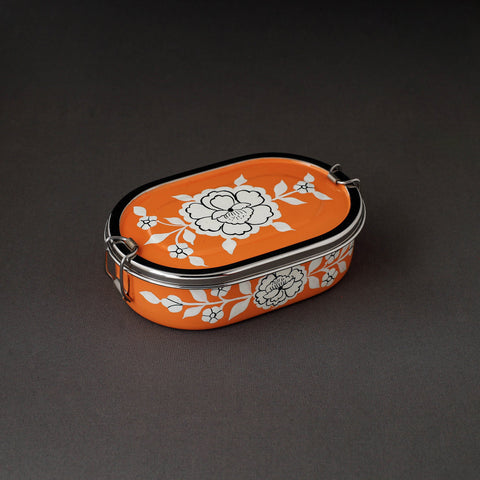 Orange - kashmir enamelware floral handpainted stainless
