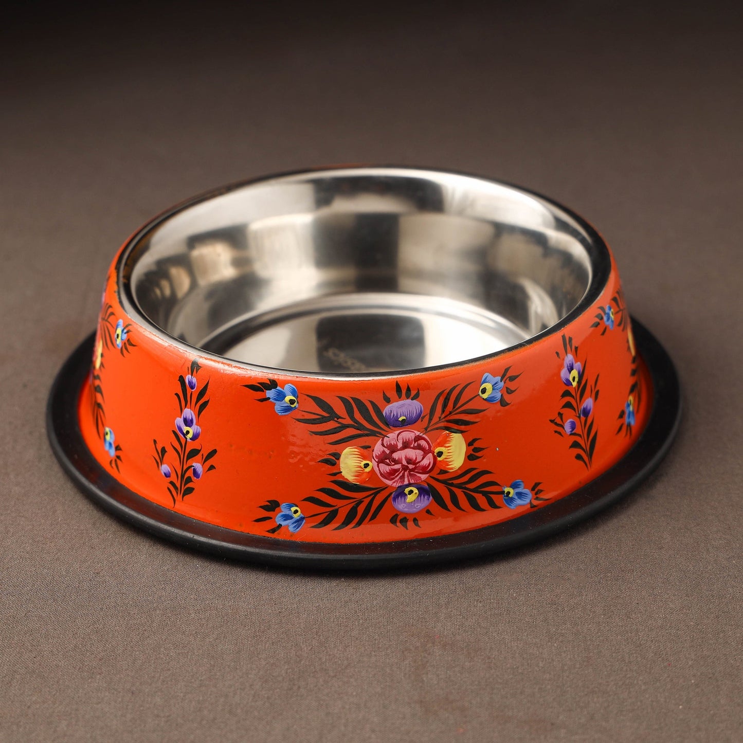 Kashmir enamelware floral handpainted stainless steel pet