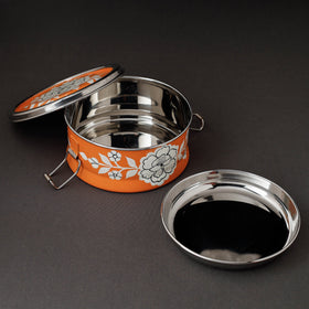  Kashmir Enamelware Floral Handpainted Stainless Steel Round Lunch Box Online l iTokri.com