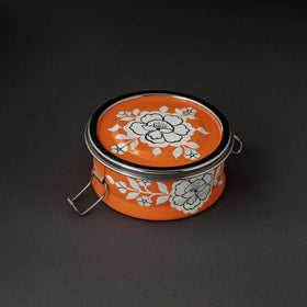  Kashmir Enamelware Floral Handpainted Stainless Steel Round Lunch Box Online l iTokri.com