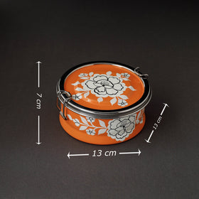  Kashmir Enamelware Floral Handpainted Stainless Steel Round Lunch Box Online l iTokri.com