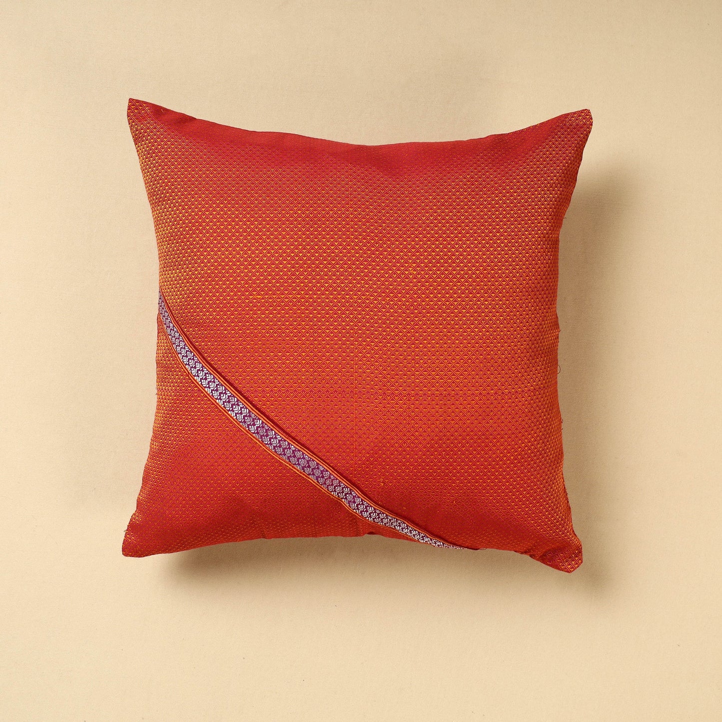Orange Khun Weave Cotton Cushion Cover (16 x 16 in)